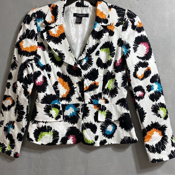 SANDRO SPORTWEAR Woman's‎ Multi-Color Printed Button Down Jacket  Sz S - Picture 1 of 8